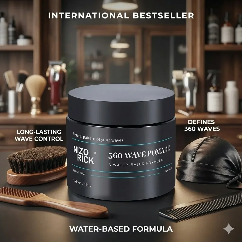 Cera y Gel para el Cabello 360 Wave para Hombre, Fijación Duradera a Base de Agua, Producto de Peinado Natural para un Estilo de Ondas 360