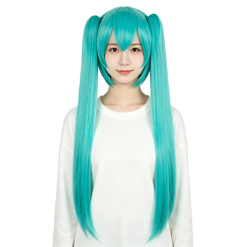 

Miku 120cm Cyan Cosplay Wig Long Straight Detachable Twin Tails Heat Resistant Synthetic Hair For Women's Anime Comic Con Party