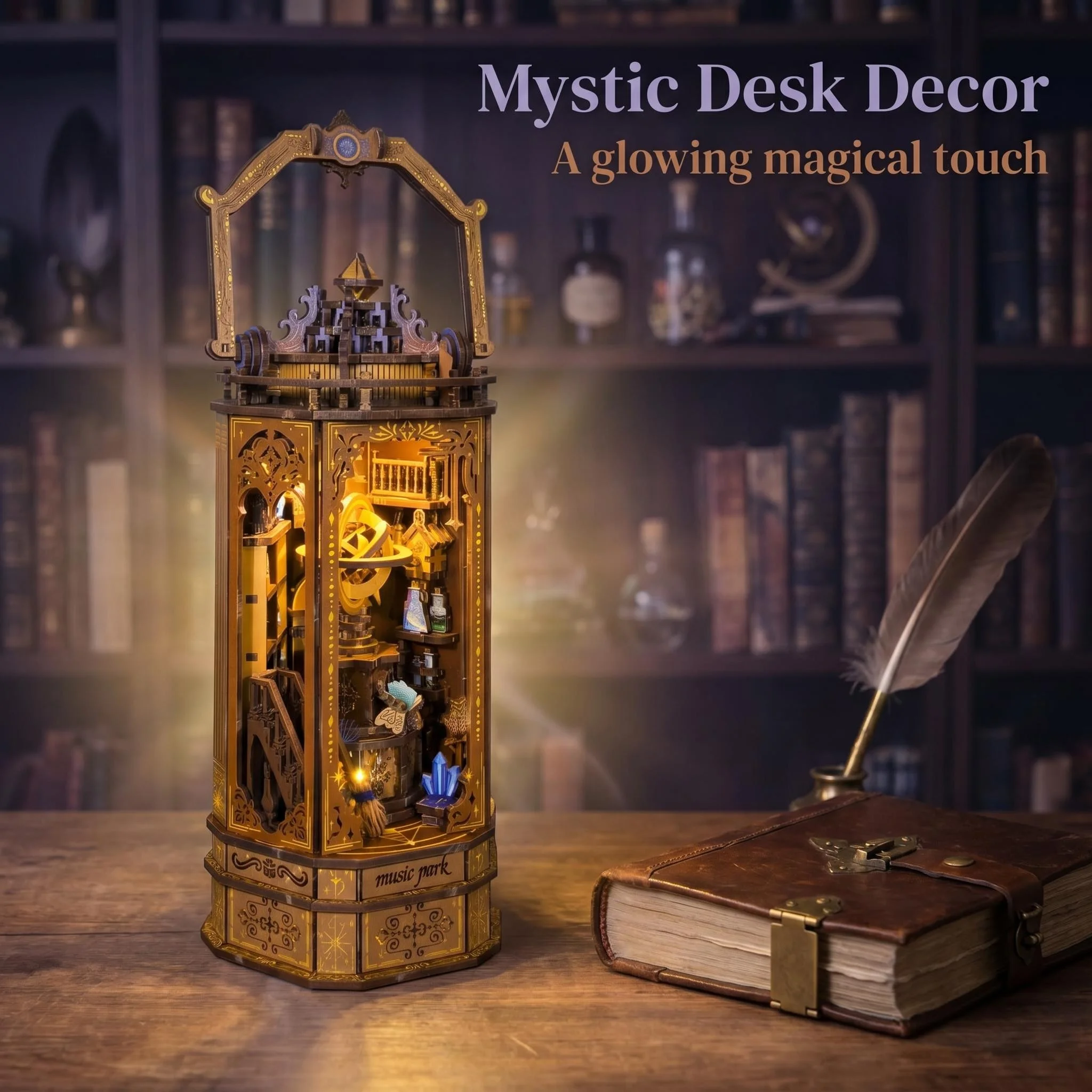 3d wooden puzzle for adults Magic Lantern book nook with lights model kit dollhouse DIY Birthday and Christmas gifts