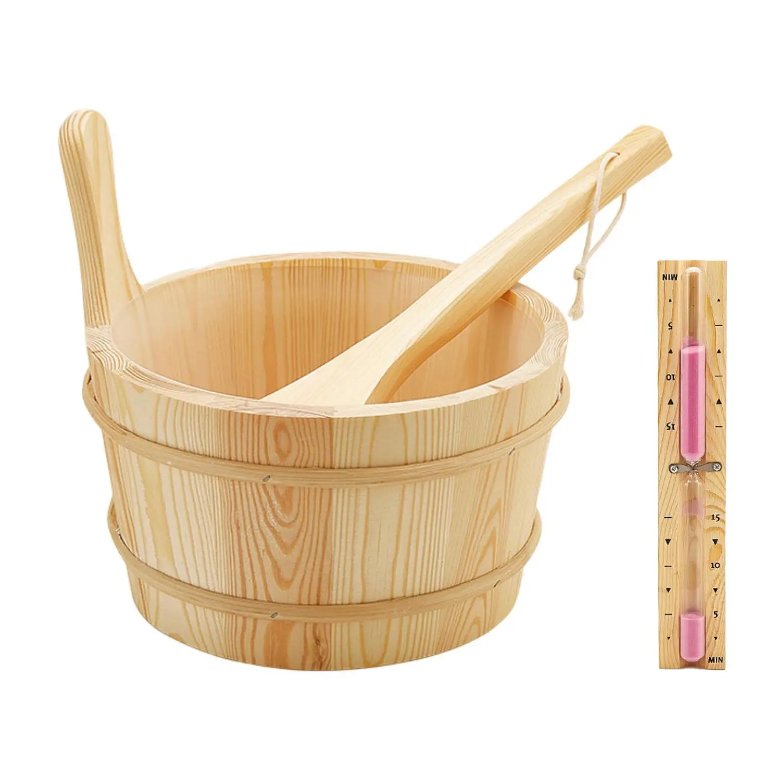 

Ведро для сауны с ковшом, деревянное простое ведро 4 л, практичный цветочный горшок, аксессуар для сауны для мужчин и женщин