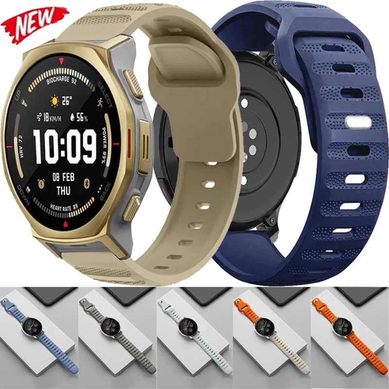 20mm 22mm Silicone Strap For Amazfit T-Rex3 Pro 44-48mm/Active 2/Helio Comfortable Wristband For Balance 2-1/Bip 6-5 GTR/GRS 4-3