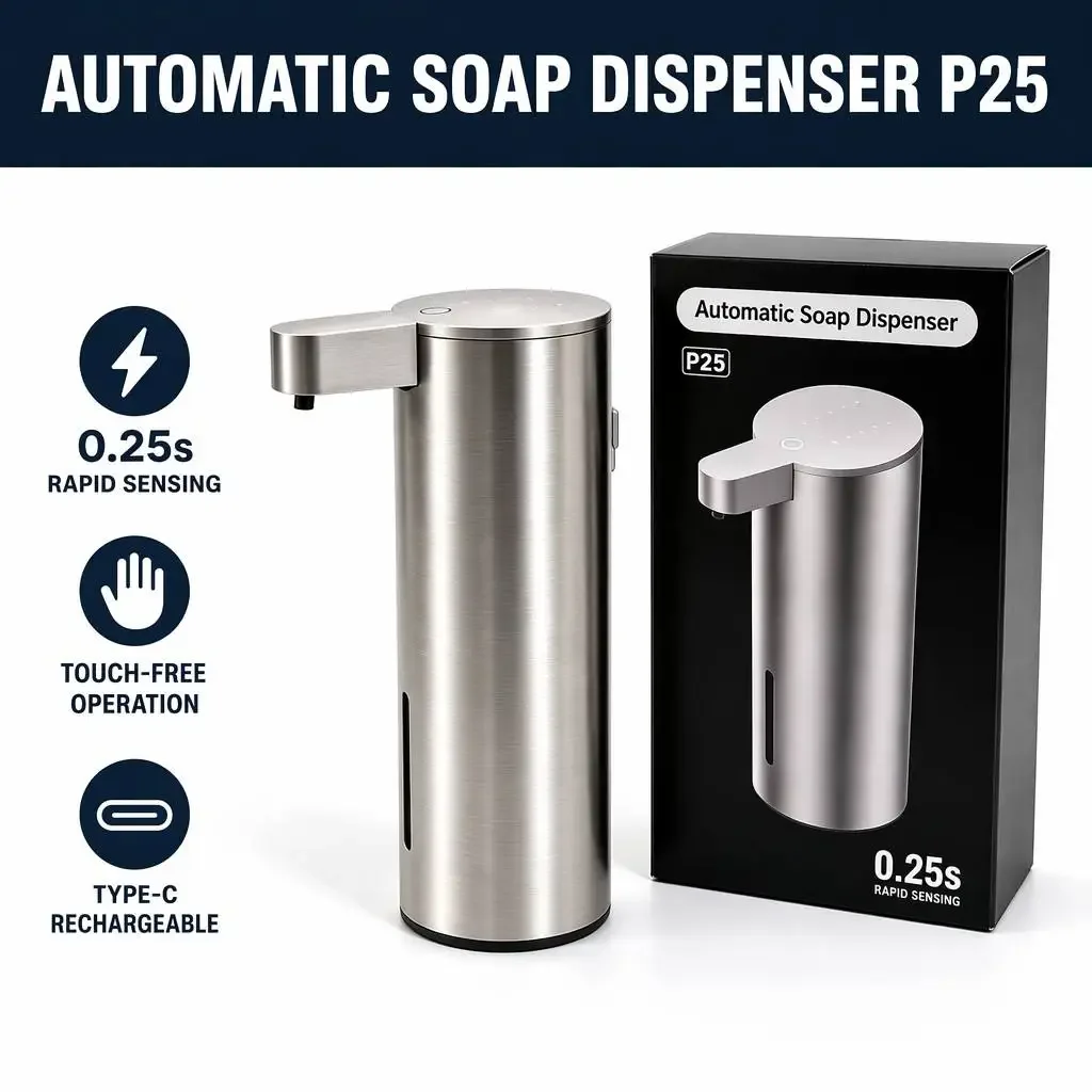 Automatic Foam Soap Dispenser for Bathroom Kitchen, 304 Stainless Steel Touchless Electric Hand Sanitizer Body Wash Soap Machine