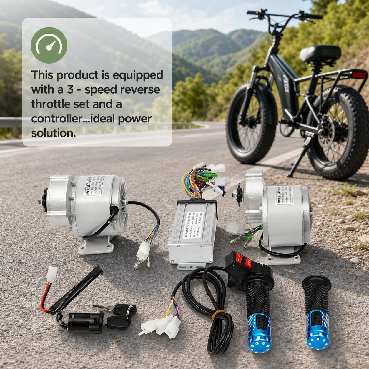 Dual 350W Brushless Gear Reduction Electric Motor Kit, 36V 3-Speed Reverse Throttle Controller Set, with Electric Door Lock & Keys, for E-Bike, Tricycle, Go-Kart, ATV, Wheelchair, Ride-on Car, Camping Cart, Scooter, Lawn Mower