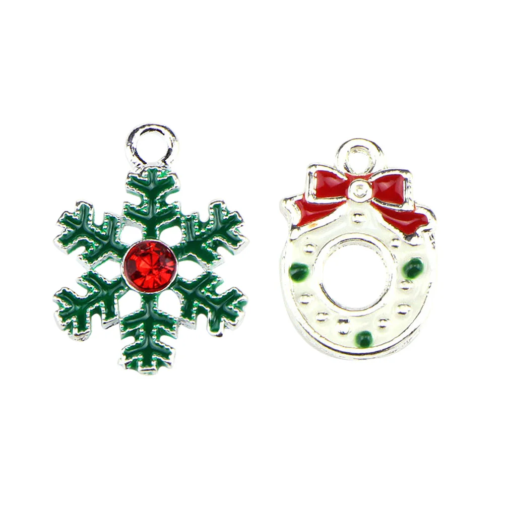 

20pcs Drop Oil Pendant Christmas Alloy Diy Jewelry Making Supplies For Necklace Bracelet Keychain Dangle Scrapbooking Project