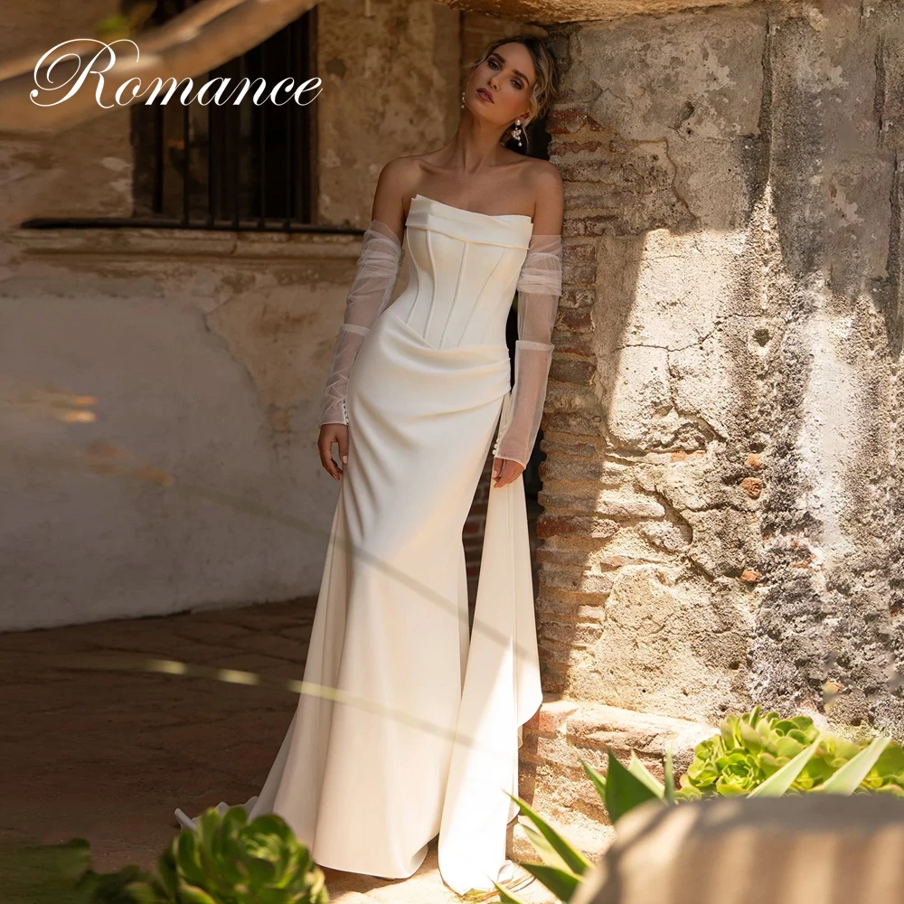 Elegant Pleat Sleeveless Strapless Mermaid Wedding Dress Women 2026 Buttons Backless Bridal Gown Vestidos De Novia Customized