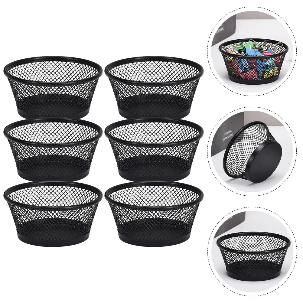 

6Pcs Paper Clip Organizer Desktop Mesh Holder Stackable Sundries Storage Container Office Supplies Organizer Paperclip Holder