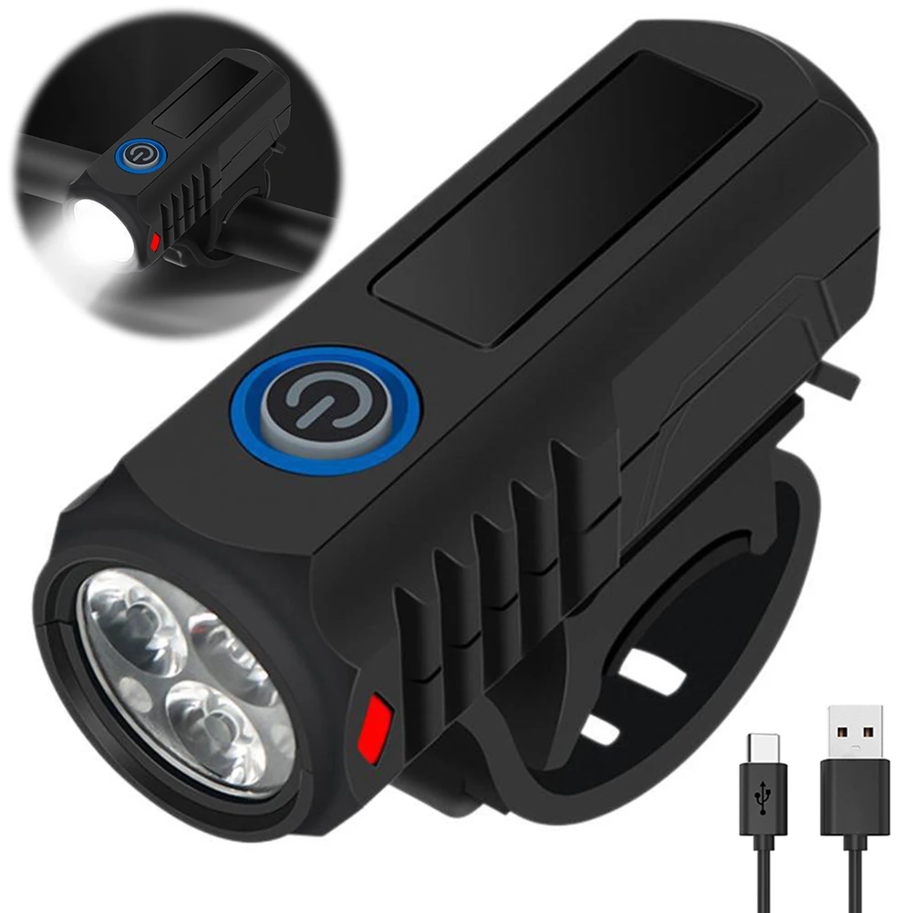 3 LED Cycling Front Light High Brightness Cycling Safety Front Lamp USB Type-C Charging MTB Bike Headlight Bicycle Accessories