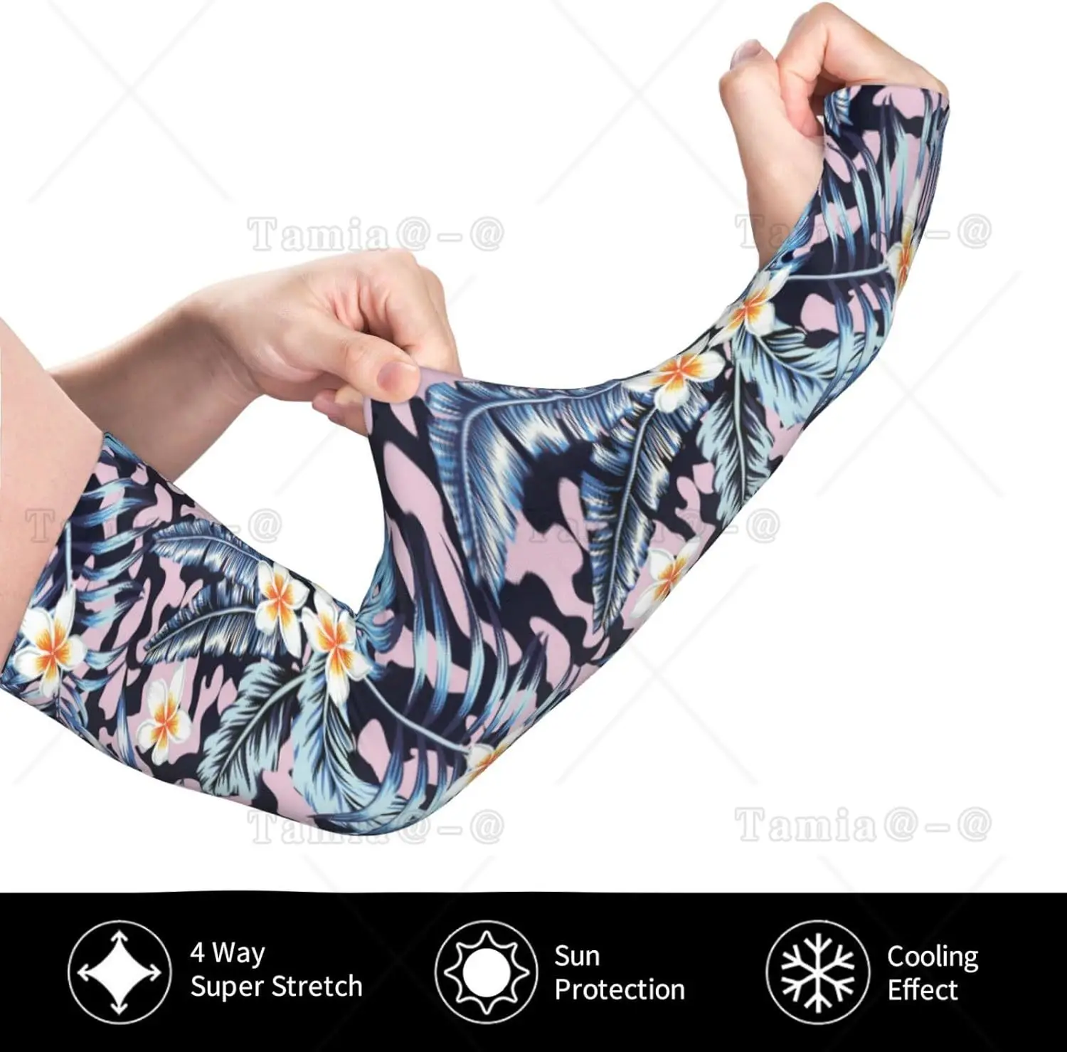 Kühlende Ärmel mit hawaiianischen Blumen und Blumenmuster für Damen und Herren, modische Sonnenschutz-Armmanschetten mit Daumenloch