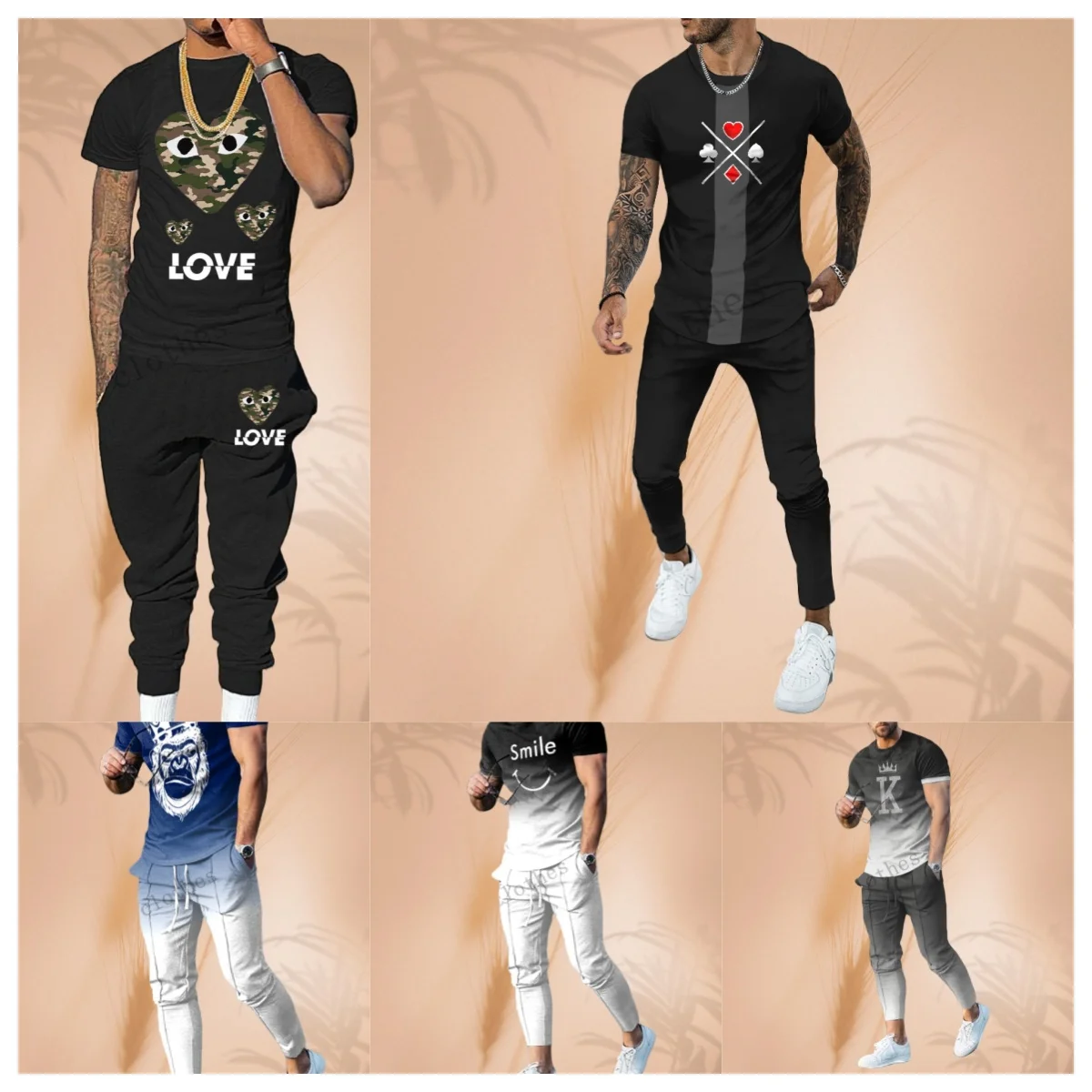 

New Summer Men Suit Fashion 2-piece Set Men's Tracksuit Tshirt Set Casual Oversized Comfortable Jogging 2 Piece Men's Clothing