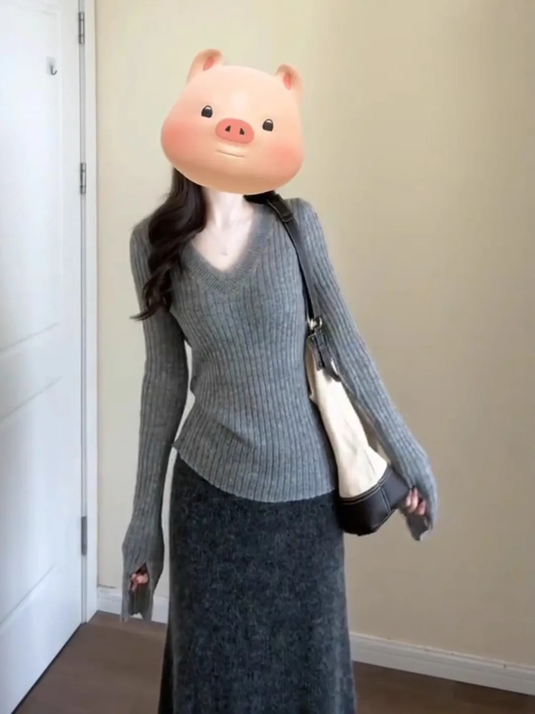 

ay V-Ne Long Sve Slim Fit Knitted Sweater Women's Base Layer irt Spring Autumn Commute Sle Faionable Versatile Top