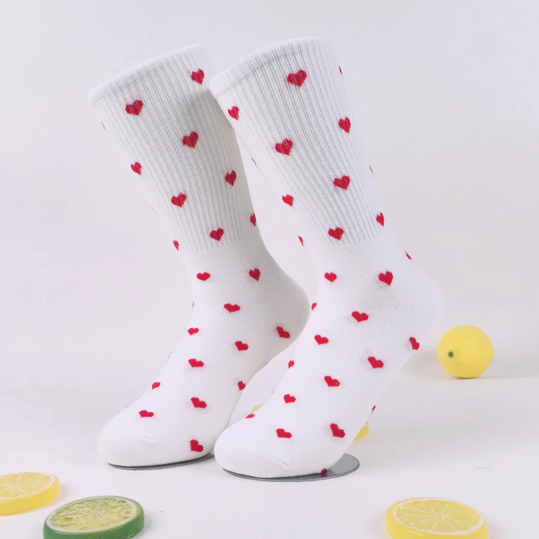 3/6 Paar mittelhohe Damensocken mit Herzmuster, einfach und bequem für alle Jahreszeiten