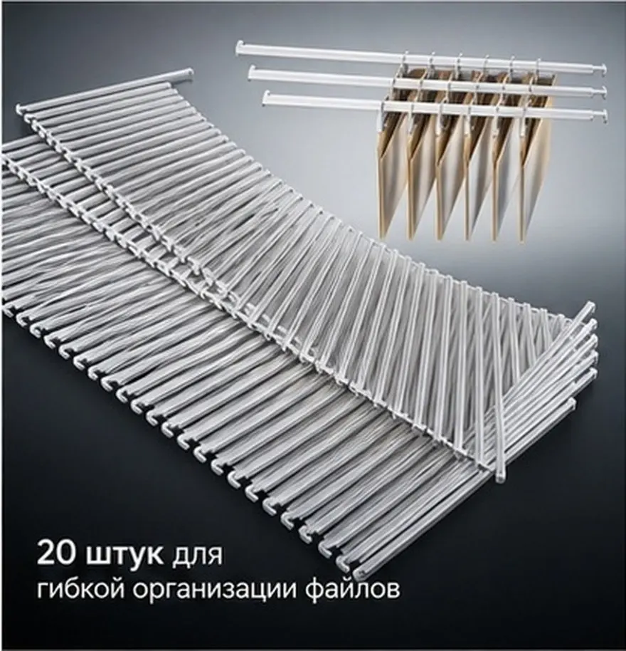 20Pcs Metal Hanging File Dividers with Hooks Heavy Duty File Folder Rails Space Saving Document Organizer for Office School Home