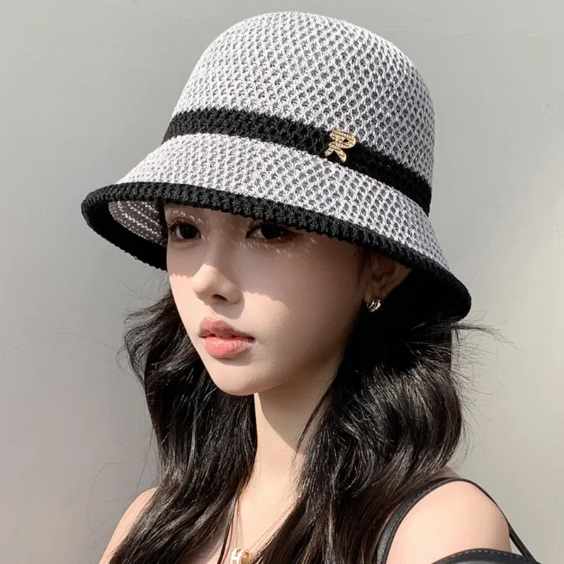 Luxury Brand Bucket Hat for Women Summer Sweet Sunscreen Breathable Outdoor Fisherman Sun Hat Temperament Panama Cap