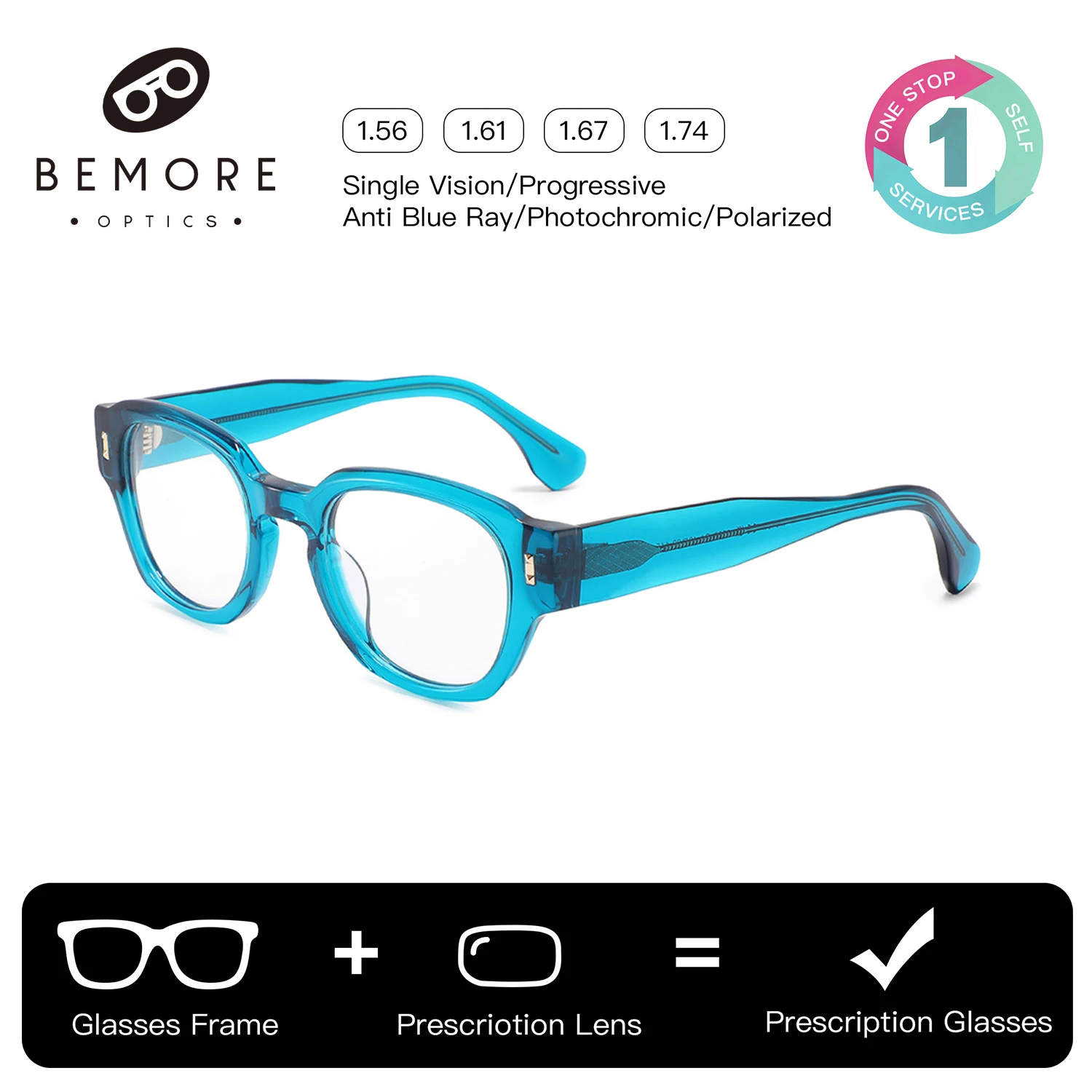 

Очки BEMORE ручной работы из ацетата, овальные/квадратные, с диоптриями, на заказ, с защитой от синего света, мультифокальные, фотохромные, серые линзы