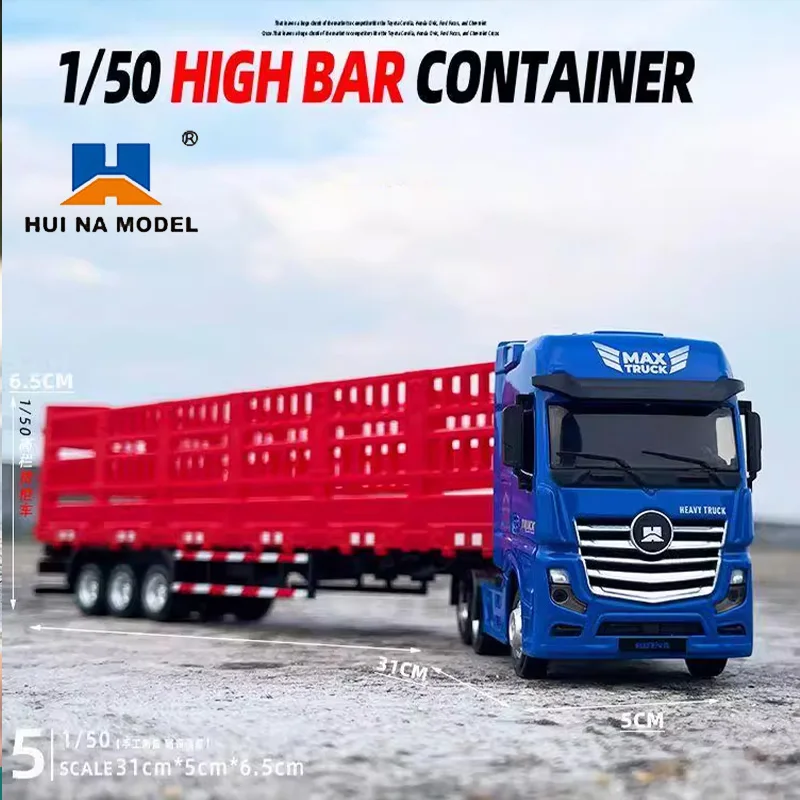 

HUINA Static Alloy Headstock Timber Transporter Alloy Car Model Diecast Collection Recreational Vehicle Caravan Models Toys Boys