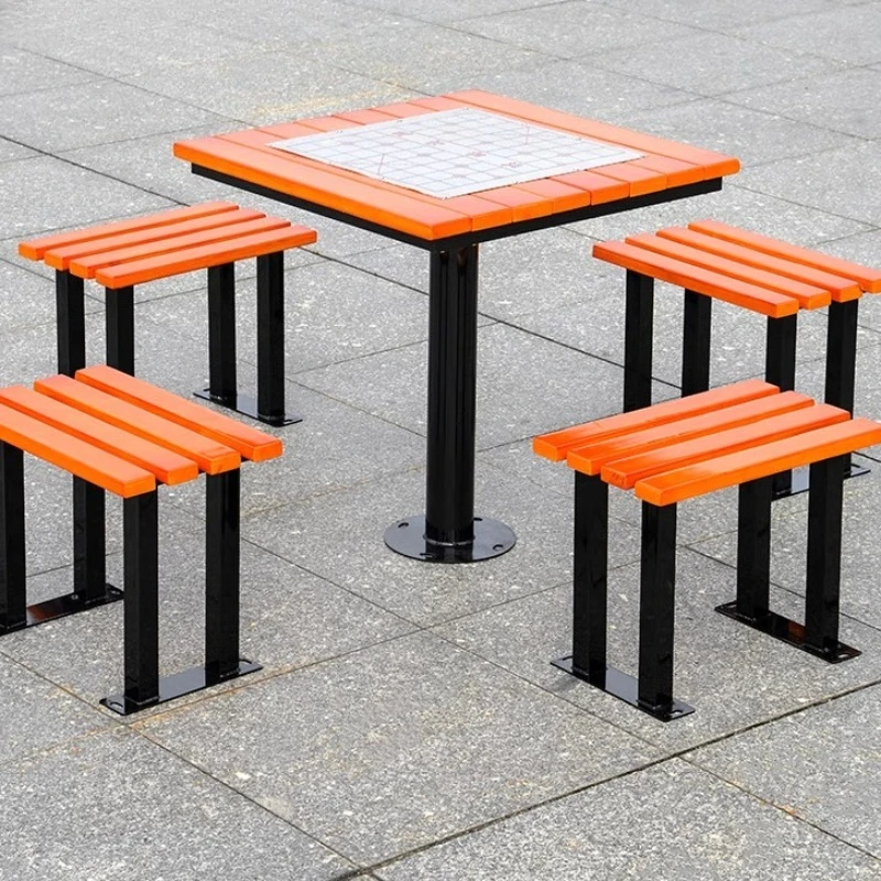 

Park stainless steel chess chair community outdoor leisure anti-corrosion wood tables and chairs outdoor one table
