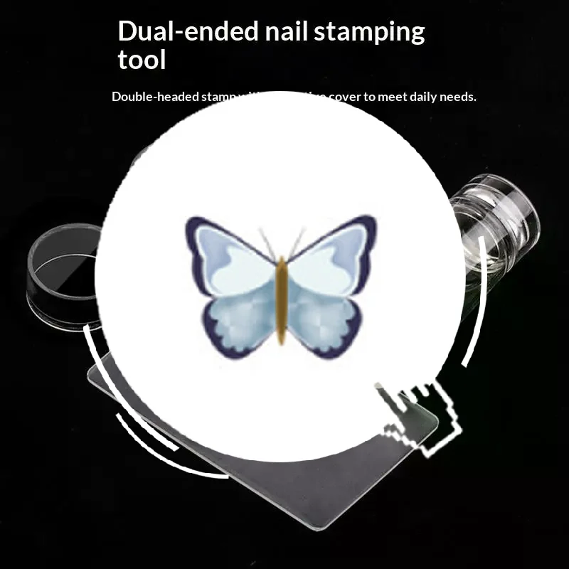 Transparent Nail Stamper with Scraper 2 Non-Slip Jelly Silicone Heads Easy Clean for DIY French Nail Art