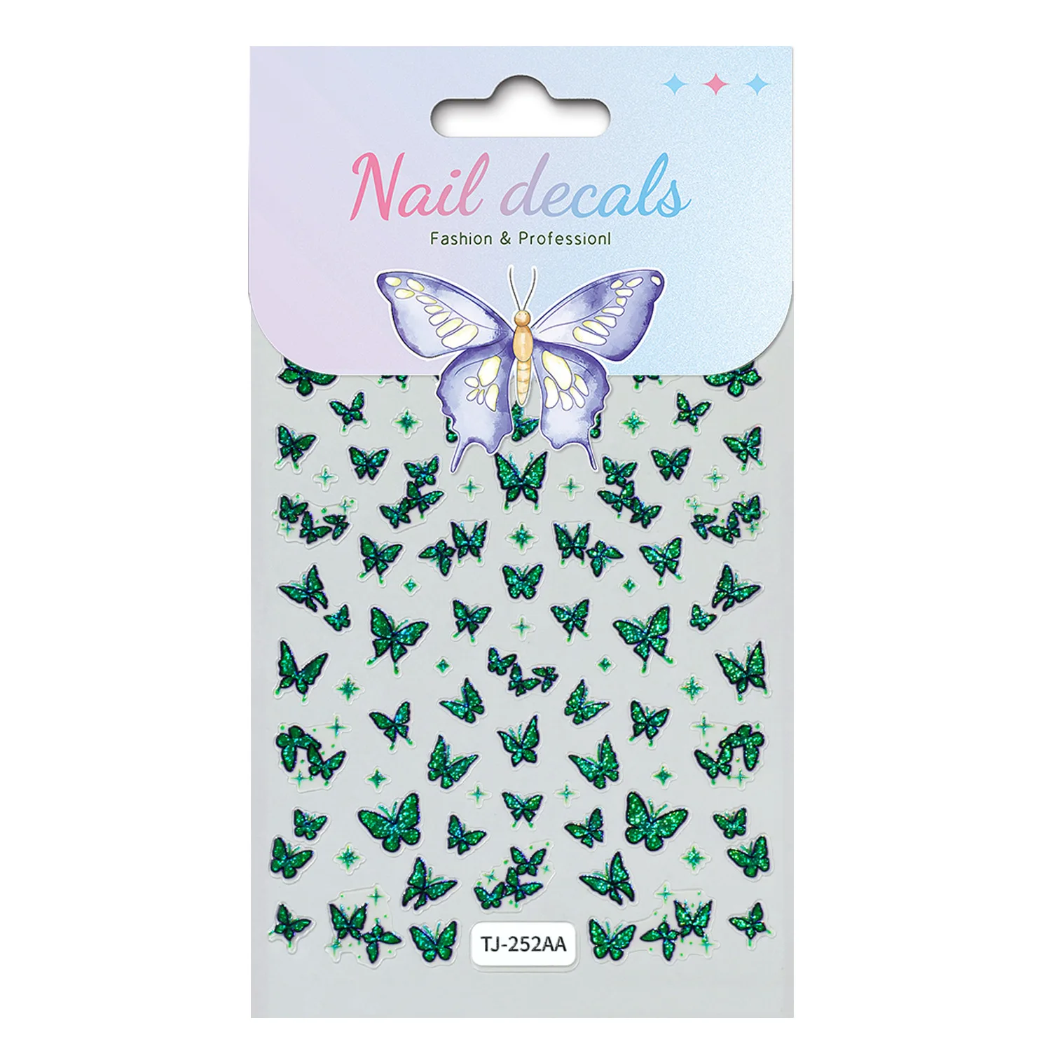 2pcs Blue Magic Butterfly Green Purple Small Butterfly Self-Adhesive Nails Sticker Nail Art Decals