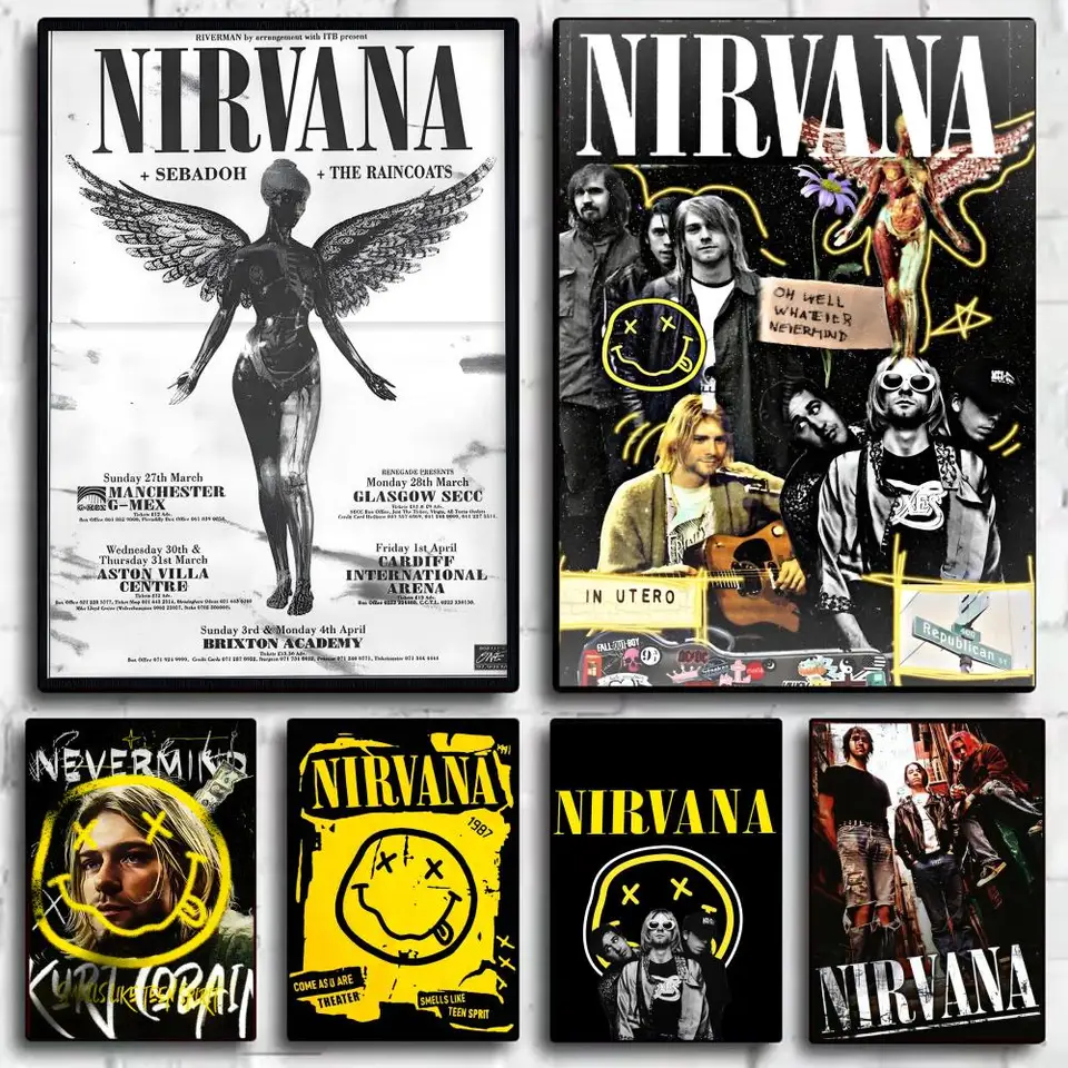 N-Nirvana Band Poster Stickers Painting Self-Adhesive Mural HD