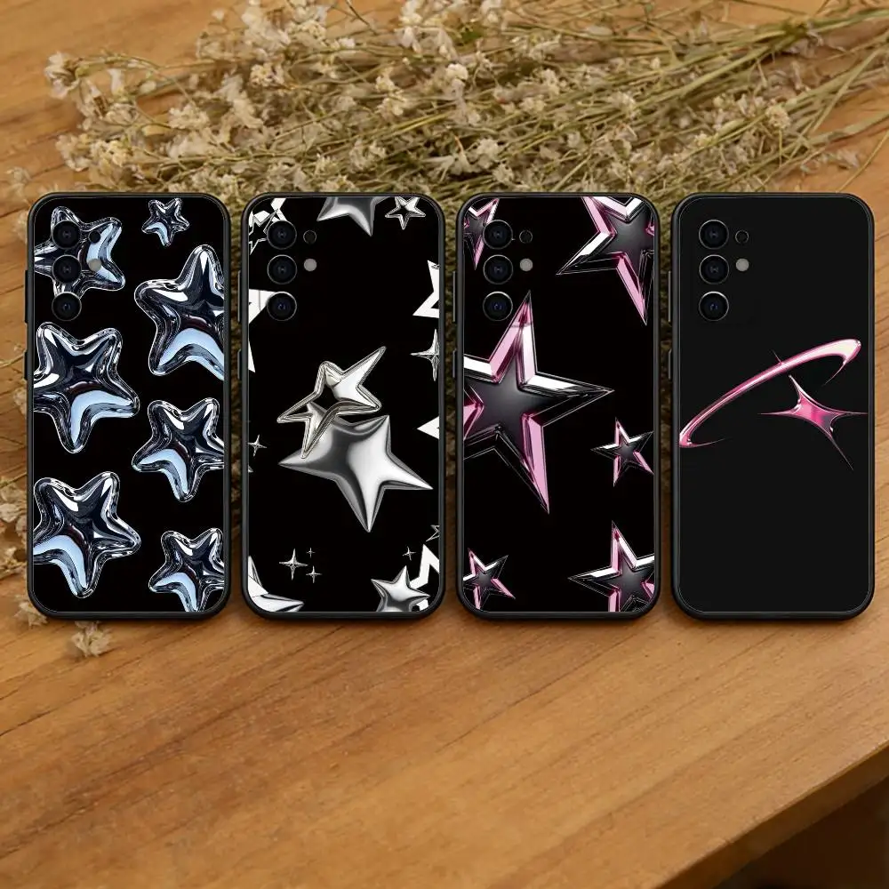 Heavy Metal Stars Series Phone Case For Samsung S25,S24,S21,S22,S23,S30,Ultra,S20,Plus,Fe,Soft Silicone Black Cover