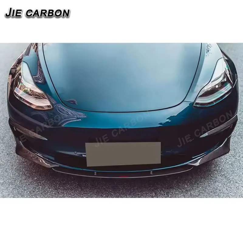 For Tesla Model 3 2019-IN Carbon Fiber Car Front Bumper Splitter Front Fender Protector Lower Lip Spoiler Auto Accessories