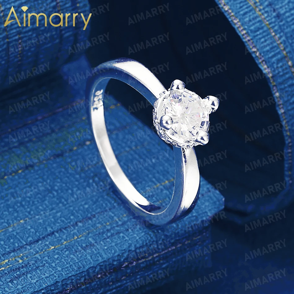 925 Sterling Silver 7-10# Classic Four Claw Set AAA Zircon Ring for Women's Banquets High-quality and Fashion Jewelry