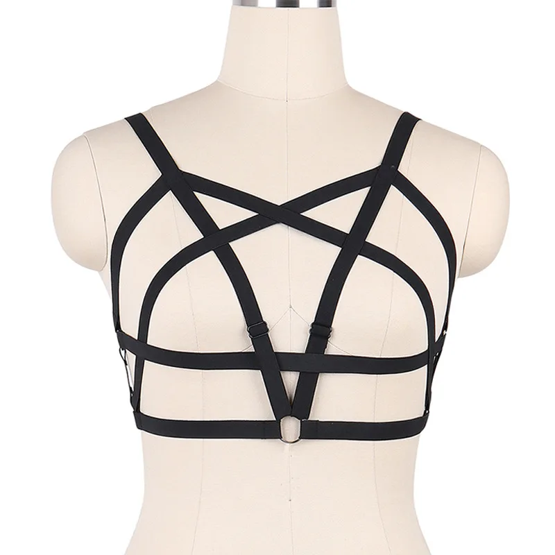 

Women Elastic Collar Body Top Bondage Cage Harness Waist Belt Straps Suspenders Goth Harajuku Sexy Garters Belt