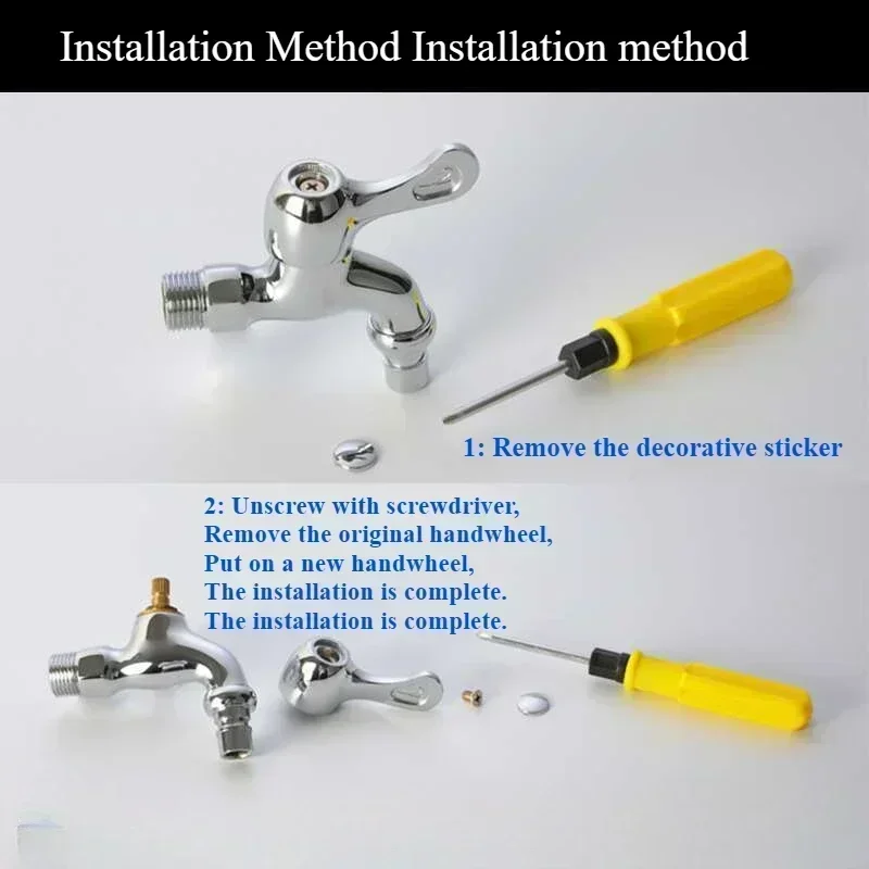 1PCS Faucet Knob Dia Universal Replacement Handle Silver Tone Tap Button Tap Water for Shower Step KeyTap Hot Cold Bath Control