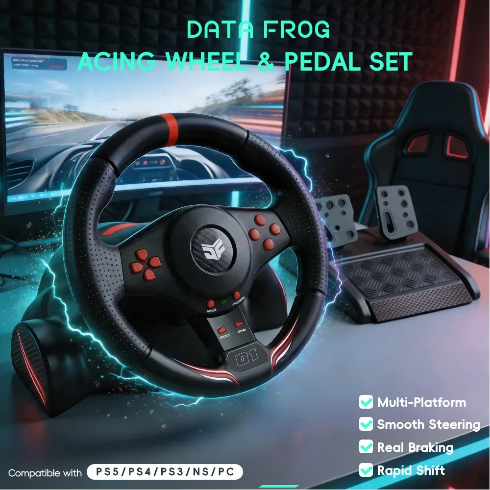 New Suitable for PS5/PS4/PS3/Switch/NS2/PC Computer/Android TV Racing Game Steering Wheel