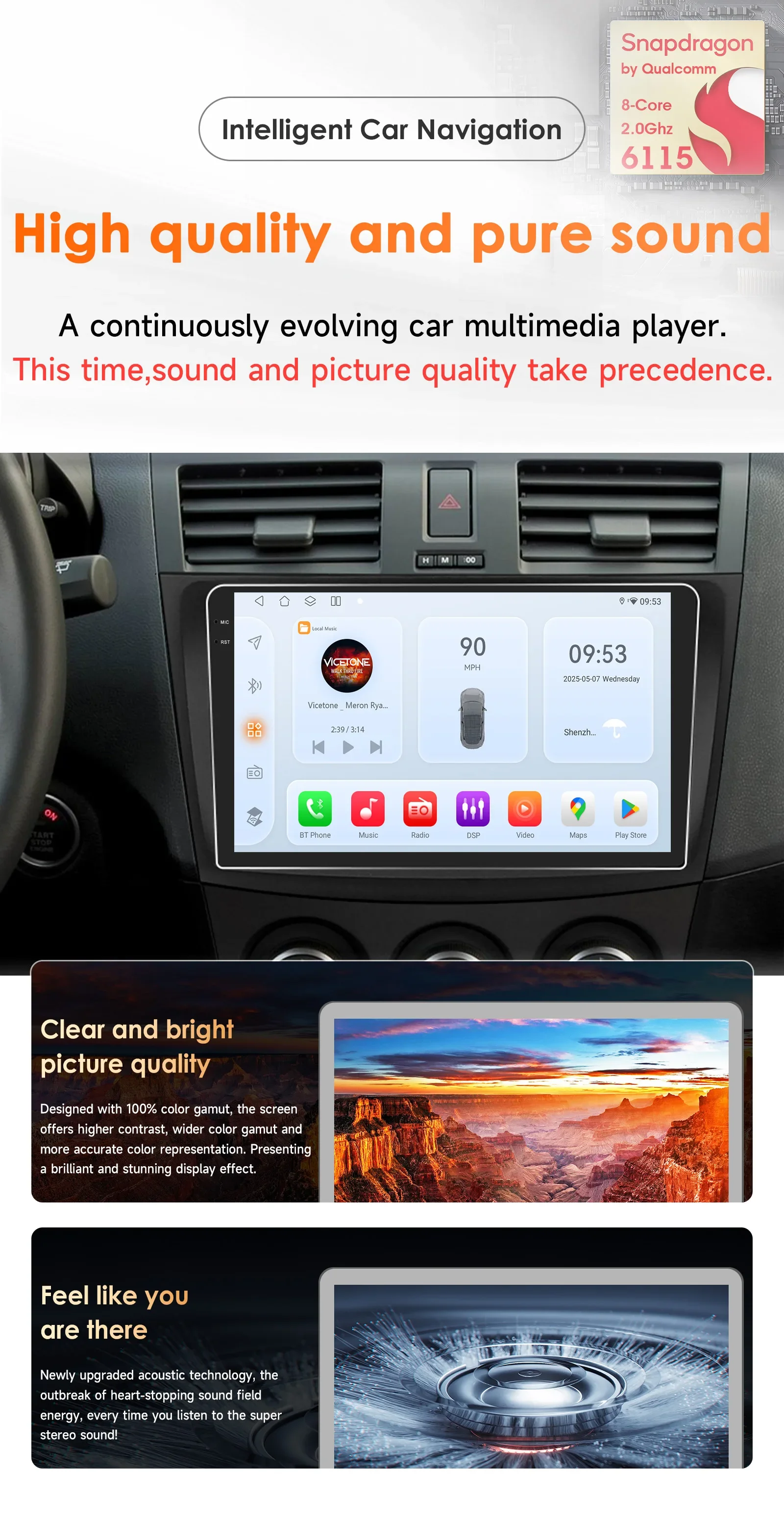 Hizpo 2 Din Android 14 Car Radio Multimedia Video Player Wireless Carplay for Mazda 3 2010 - 2013  Navigation GPS Stereo Screen