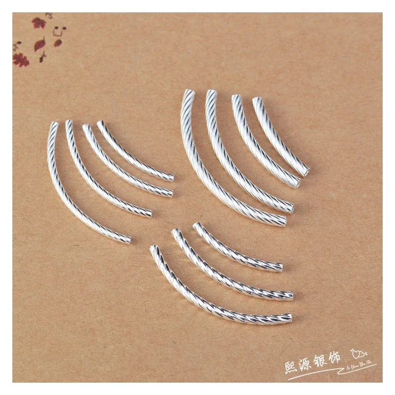 5PCS S925 sterling silver DIY bracelet accessories twisted tube bracelet bend tube handmade beaded material jewelry