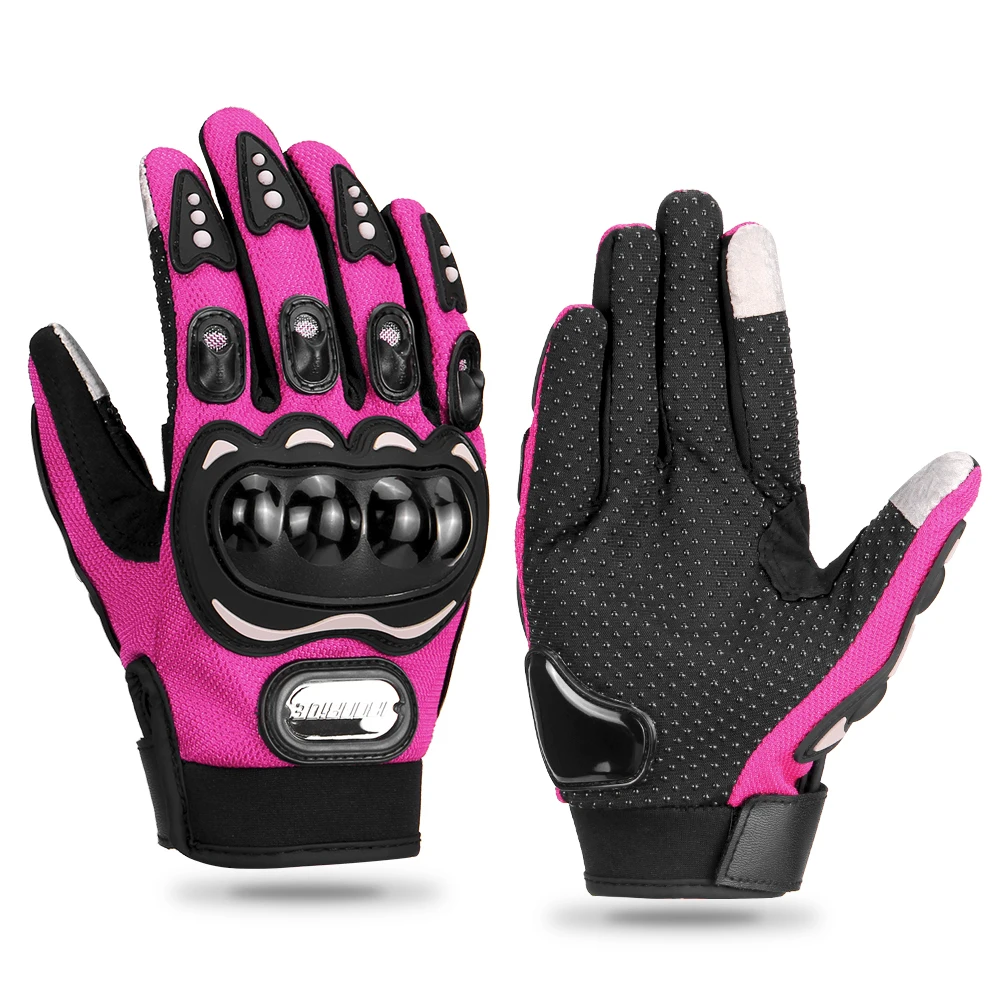Motorcycle Glove Men Women Touch Screen Summer Cycling Racing Full Finger Motorbike Bicycle Motocross Pink Gloves
