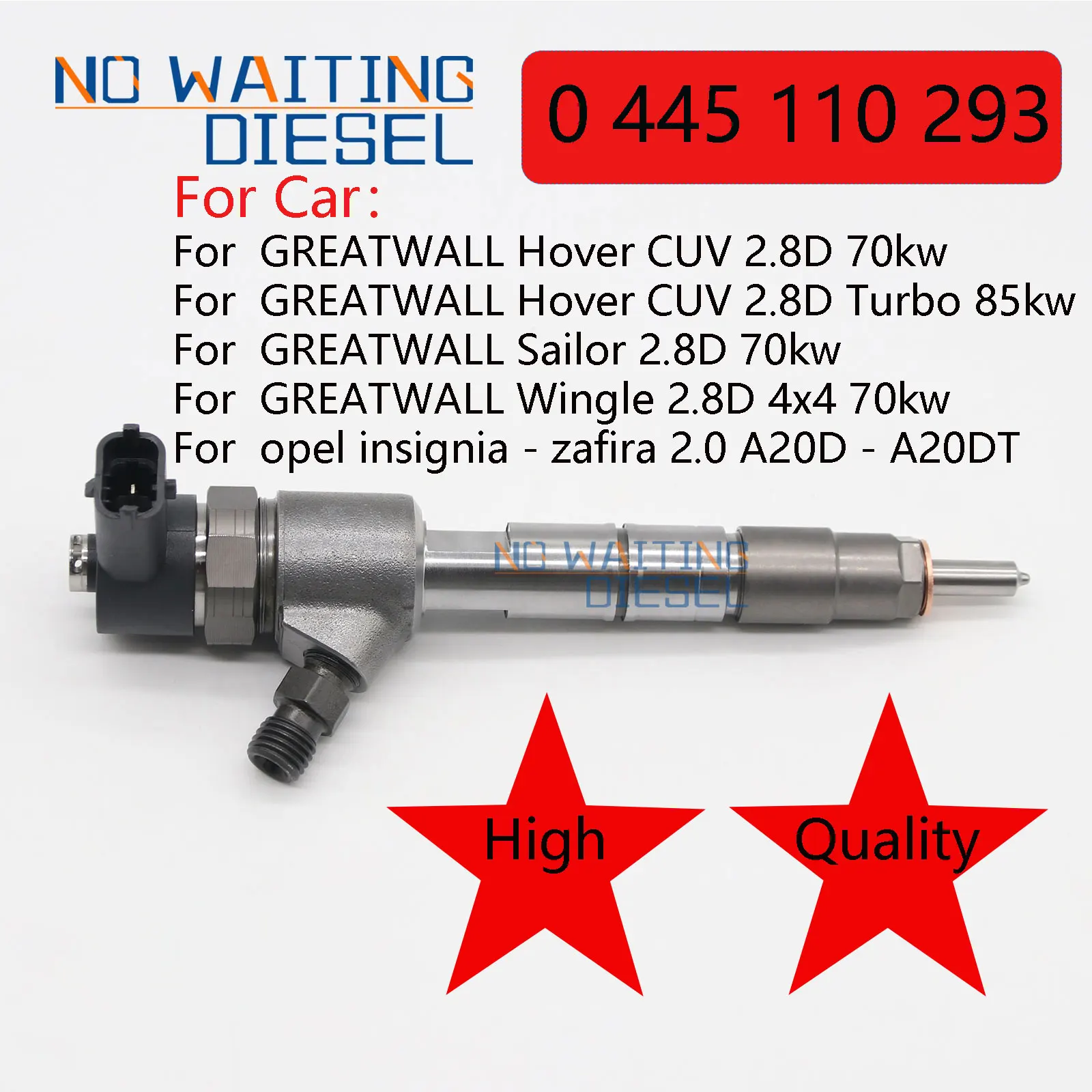 

0445110293 Fuel Injection Systems 0 445 110 293 Injector Diesel 1112100-E06 55577668 For GREATWALL Hover CUV 2.8D 70kw