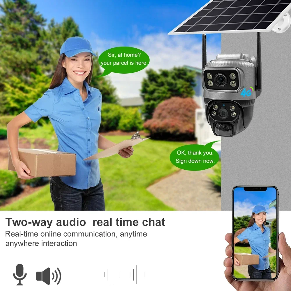 PEGATAH 8MP 4K عدسة مزدوجة 4G كاميرا تعمل بالطاقة الشمسية PIR للرؤية الليلية كشف الإنسان مقاوم للماء الأمن فيديو كاميرا IP بطارية شاشة CCTV