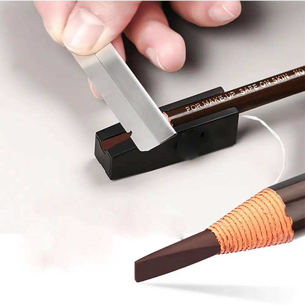 Suministros de maquillaje impermeables negros, sacapuntas de cejas para afilar Microblading, punta fina