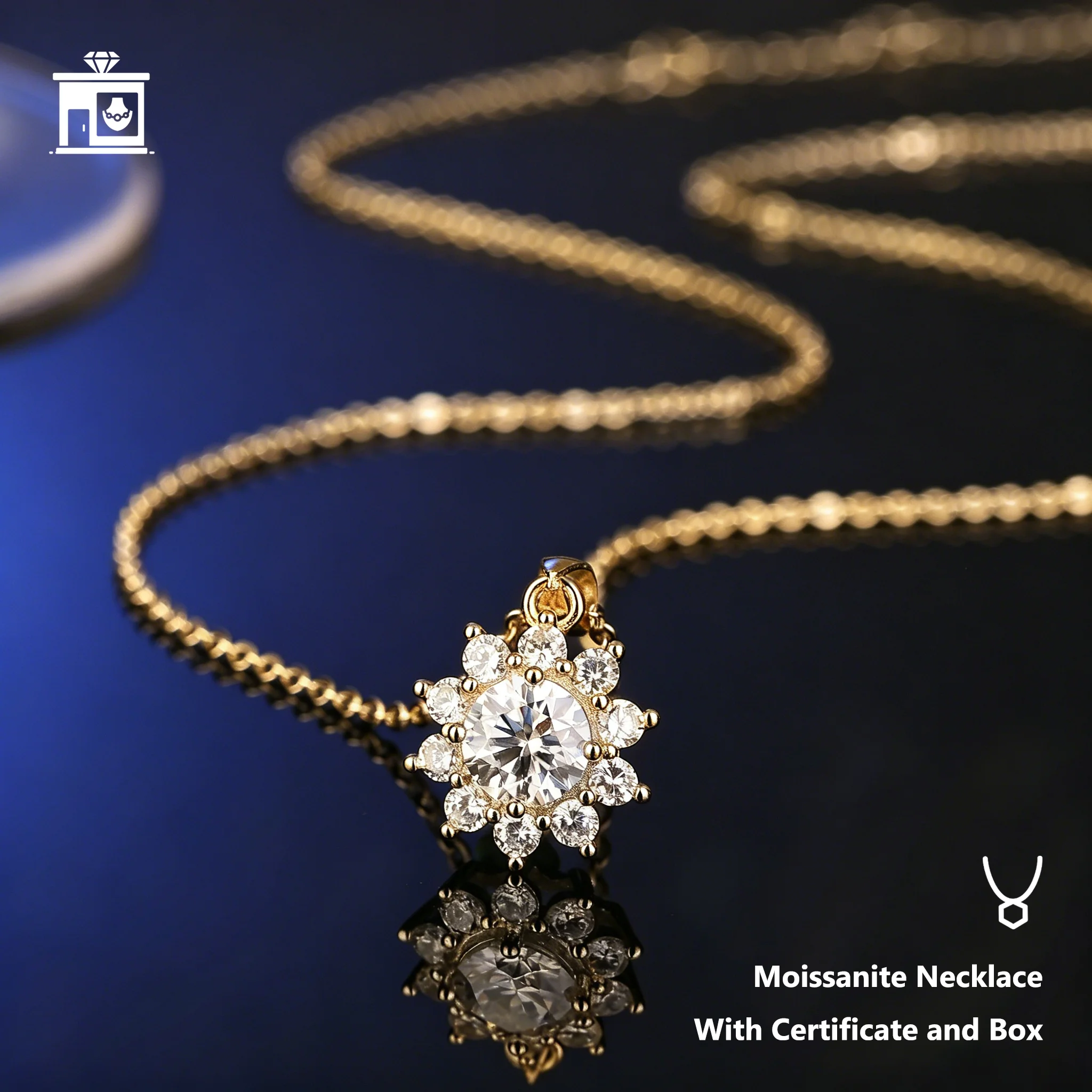 S925 Silberkette mit GRA-Zertifikat Moissanit für Damen und Herren als Geschenk für Jahrestag, Hochzeit, Verlobung – Detail 9