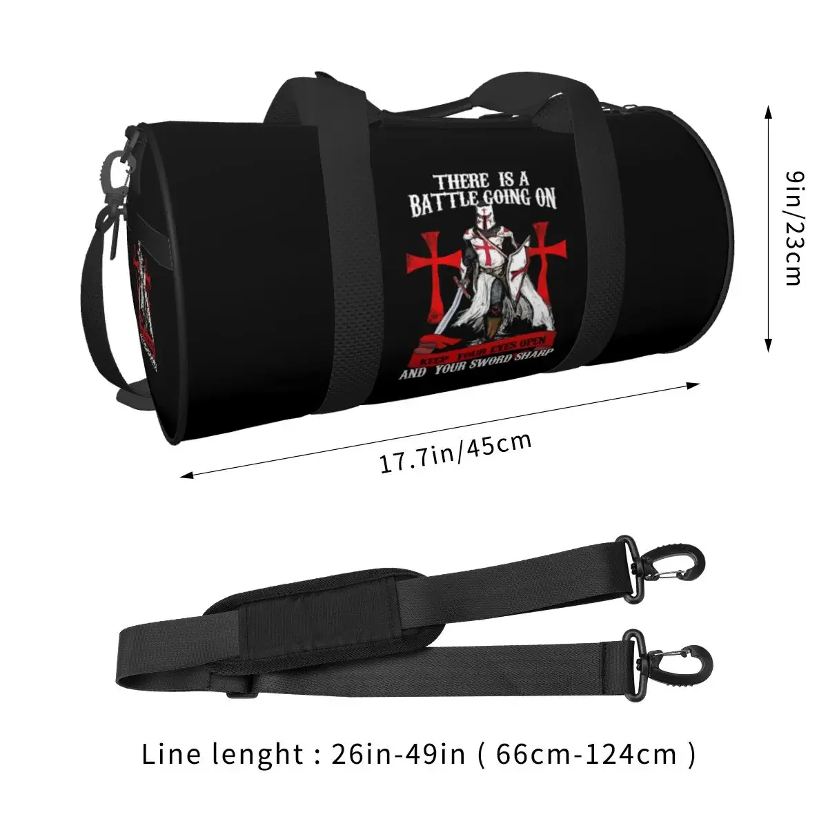 Knights Templar Cross Shield Symbol Medieval Sword Emblem Secret Order Large Duffle Gym Bag Duffle Travel Bags Fitness bag