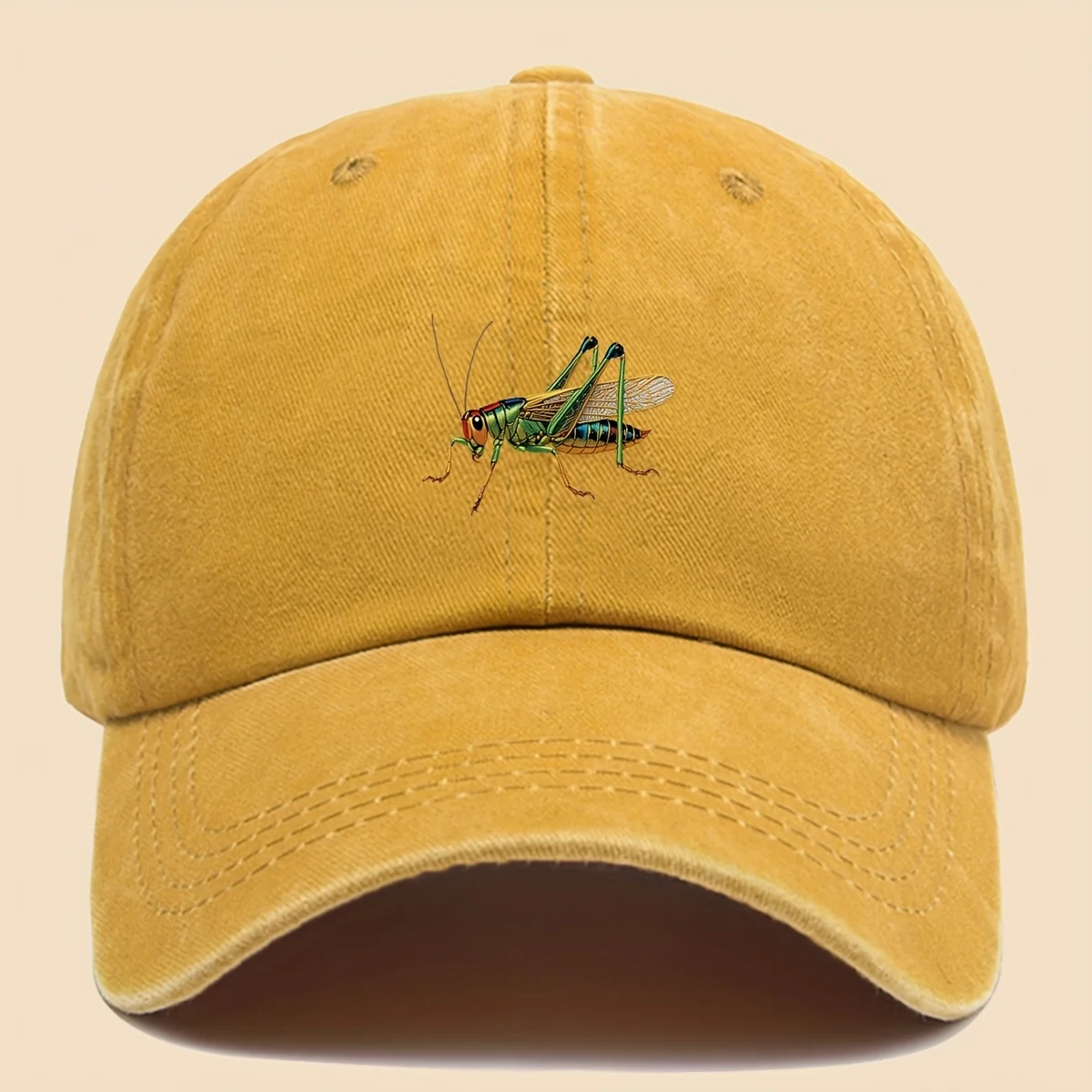 1pc Exquisite Printed Baseball Cap with Stylish Cricket Design, Insect-Themed Duckbill Hat - Adjustable Size, Breathable & Comfo