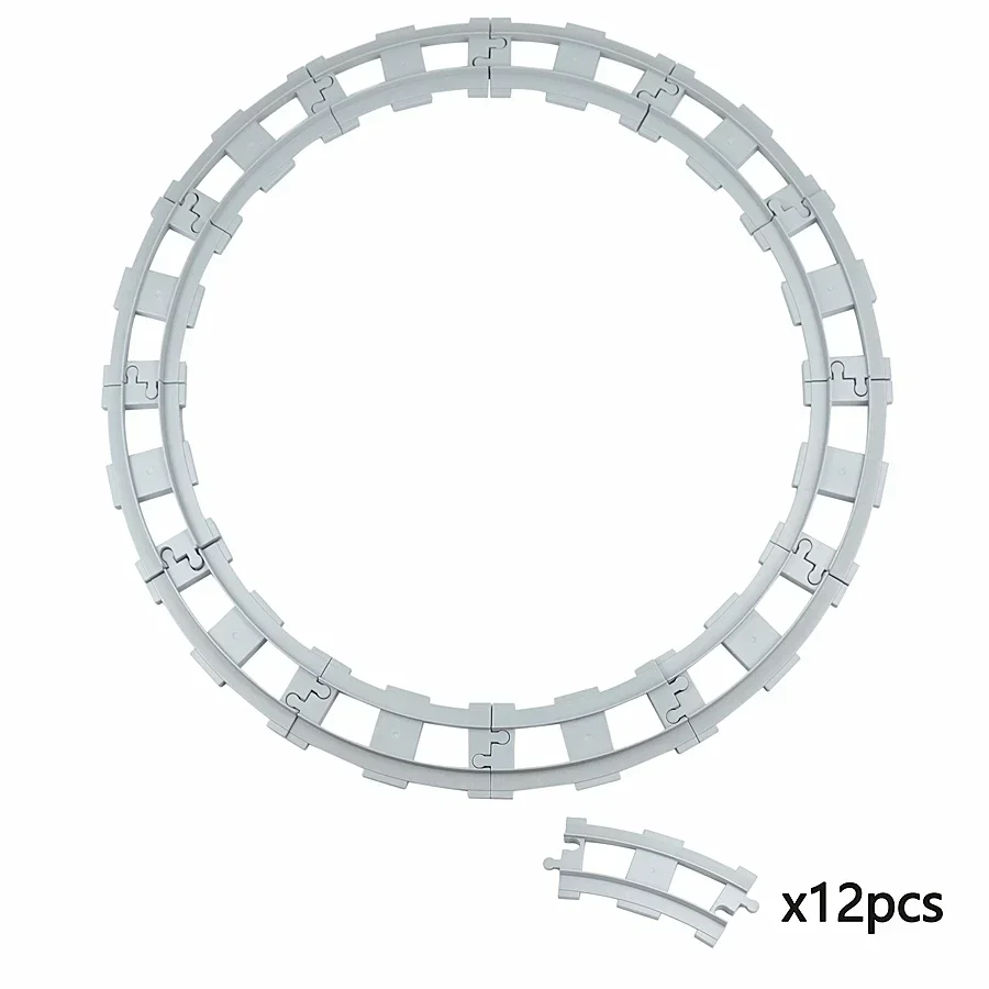 Vías de gran tamaño, piezas de ladrillo, señal de tráfico, tren, coche, interruptor curvo recto, Riel de poste, bloques de construcción, juguete grande, Compatible con Duploes