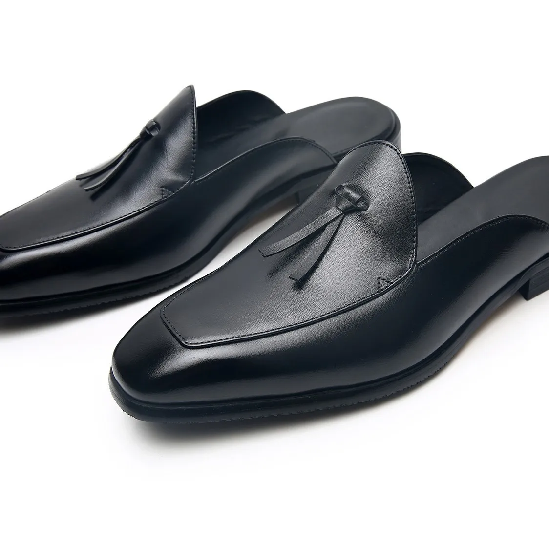 Cow Summer Mules Men Half Shoes For Man Slippers Genuine Leather Mens Casual Shoes Loafers Flip Flops Male Slides Flat Sandals