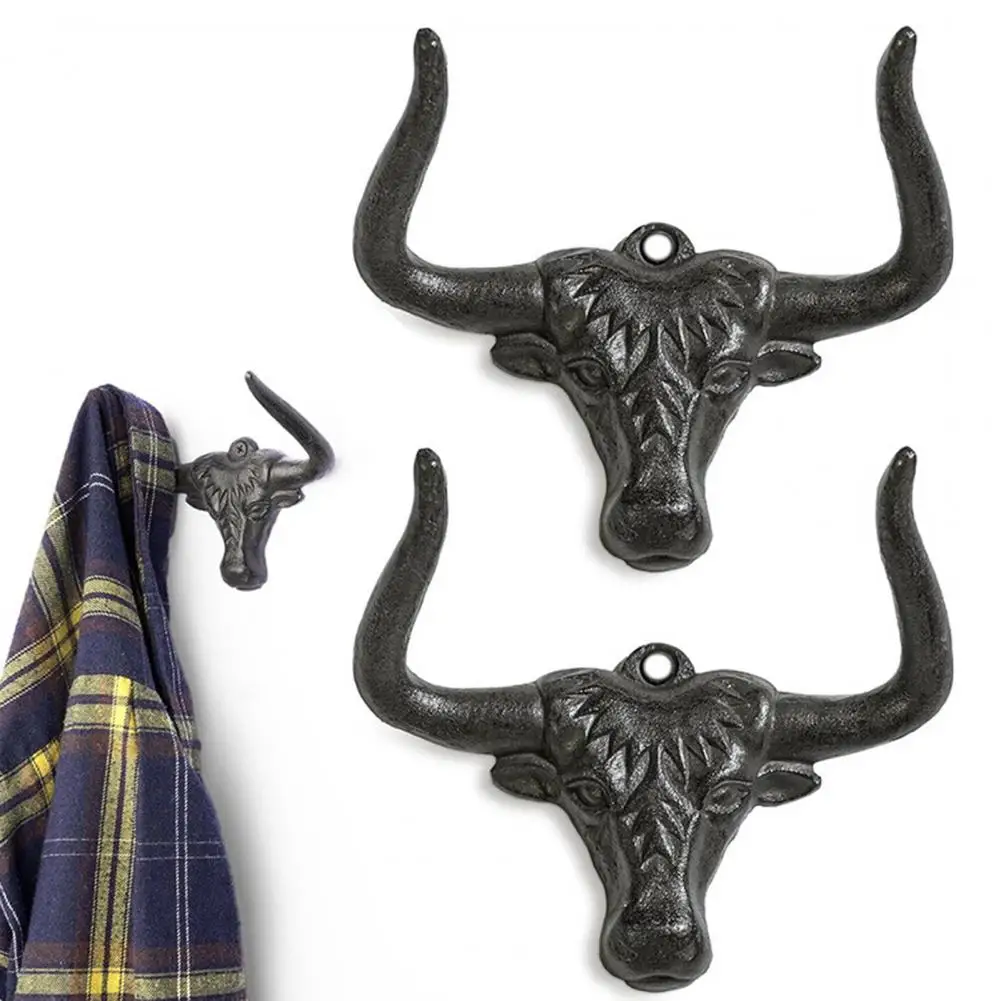 Cast Iron Hat Hook Cowboy Hat Hook 2pcs Metal Cow Head Hooks Vintage Cast Iron Cowboy Hat Holders Multi-purpose Clothes