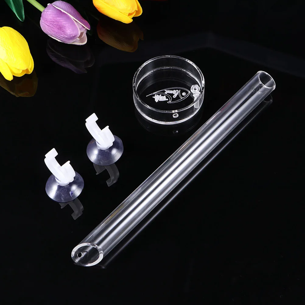 

1Set Aquarium Shrimp Feeder Tube Acrylic Transparent Feeding Basin Suction Mount Fish Tank Tool for Feeding Red Worms Brine Worm