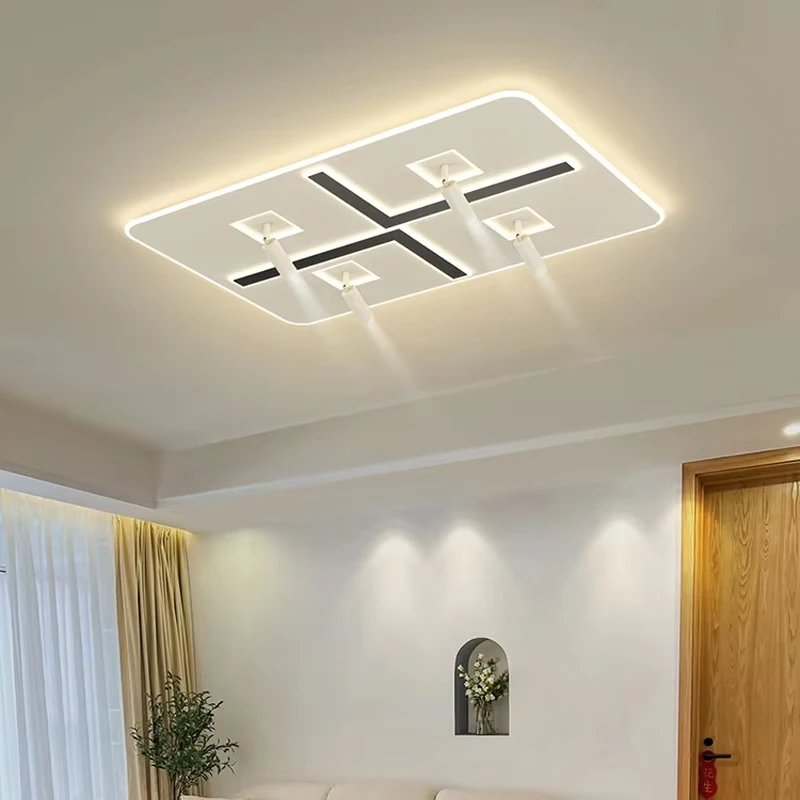 Rectangular LED Ceiling Lamp Modern Living Room Main Ceiling Light Equipped With Spotlights Simple Bedroom Hall Lighting Fixture
