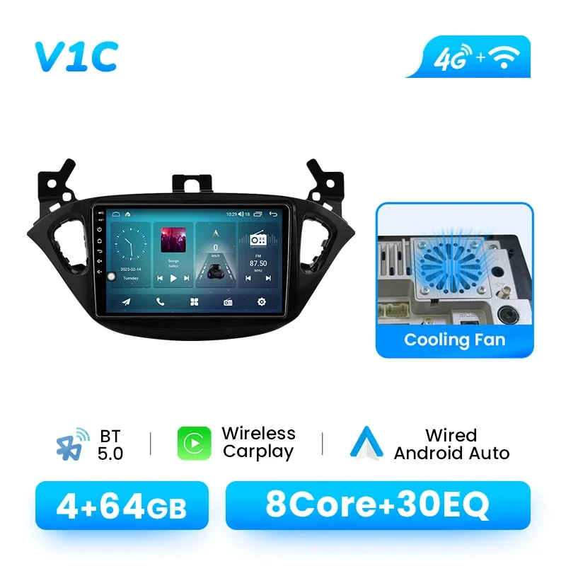 Draadloze CarPlay Android Auto Android 14 autoradio voor Opel Corsa 2015-2019 Adam 2013-2016 4G LTE WiFi DSP 128GB IPS scherm GPS navigatie