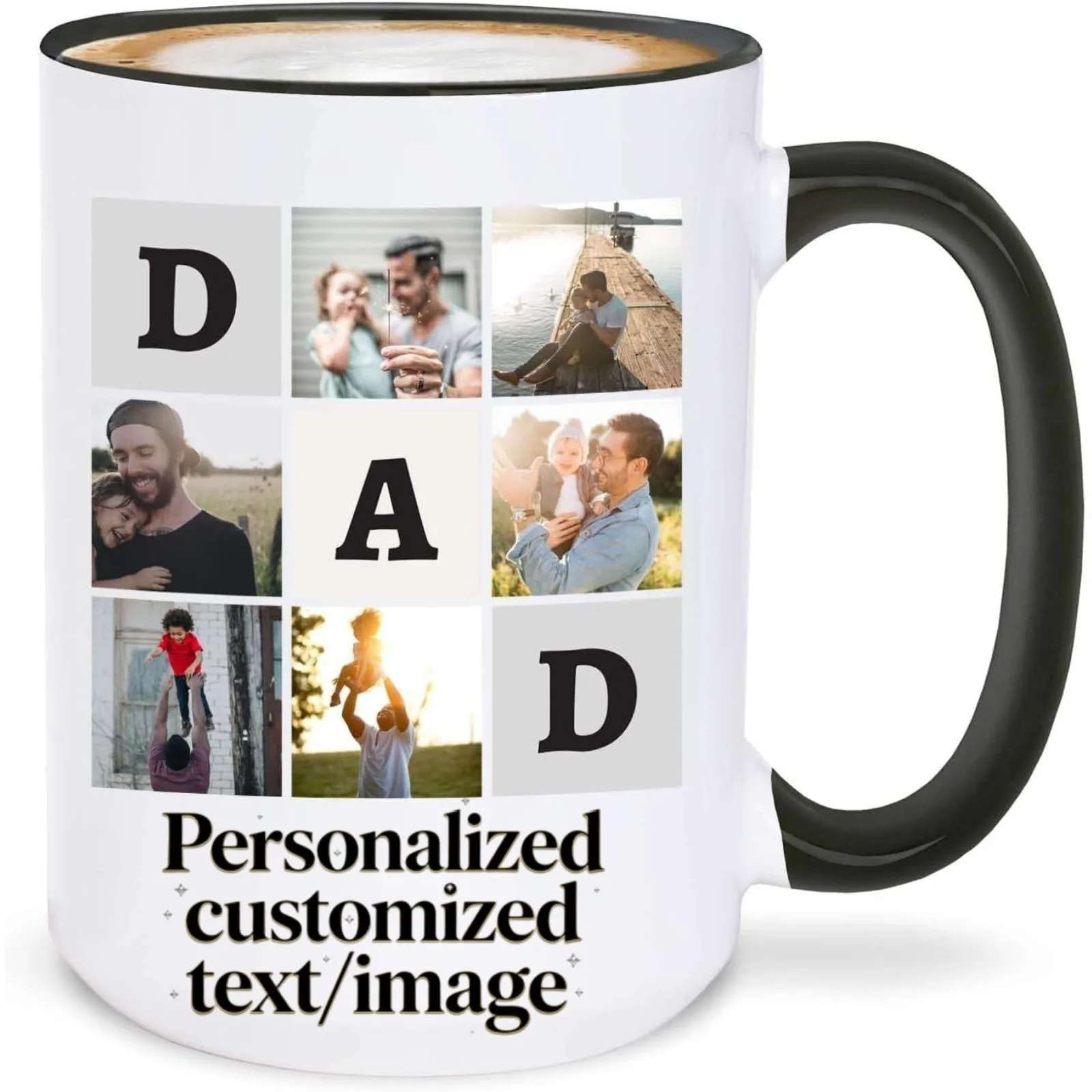 

Custom Father’s Day Mug with Photo & Name, Personalized Dad Coffee Cup Gift