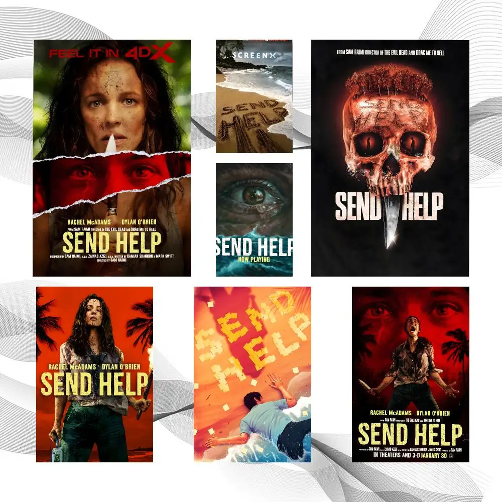 Movie Art Send Help Poster Peel And Stick Wall Art Self Adhesive PP Waterproof Wall Decor Living Room Bedroom Gift