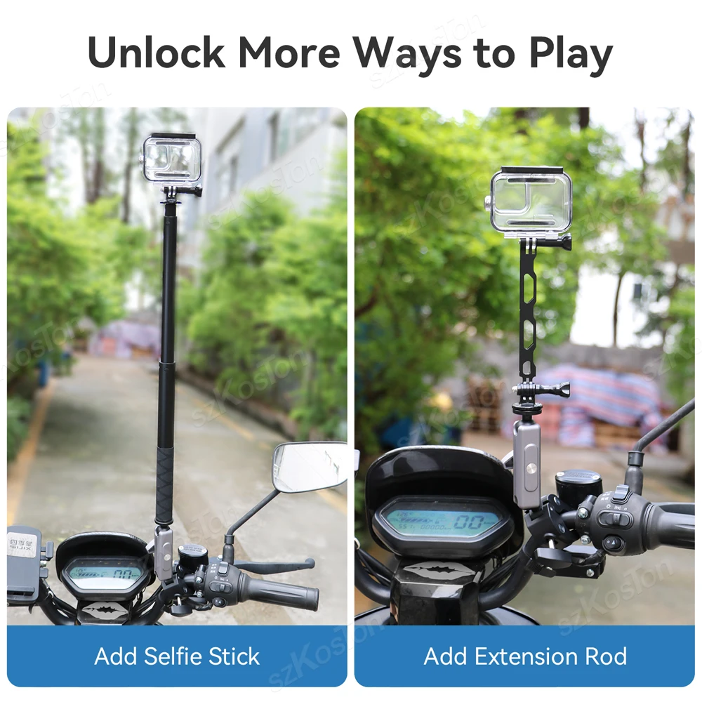 دراجة نارية المقود مرآة جبل ، قوس الدراجة ، حامل ل DJI oomo ، insta360 ، عمل الكاميرا ، اكسسوارات ل GoPro 12 ، 11 ، 10 ، 9 ، 8