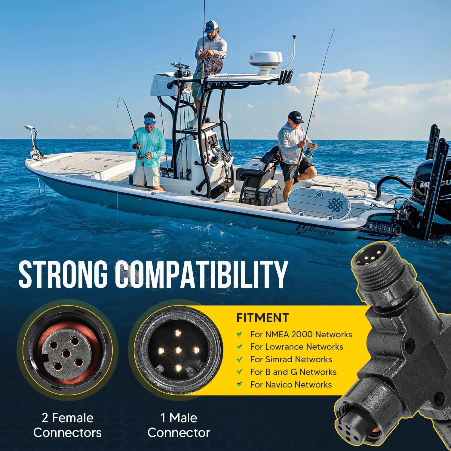 Złączka T NMEA 2000 N2k 5-pinowa IP67 wodoodporna, do Garmin Lowrance Simrad B&G Navico Networks, części do łodzi/okrętów/jachtów