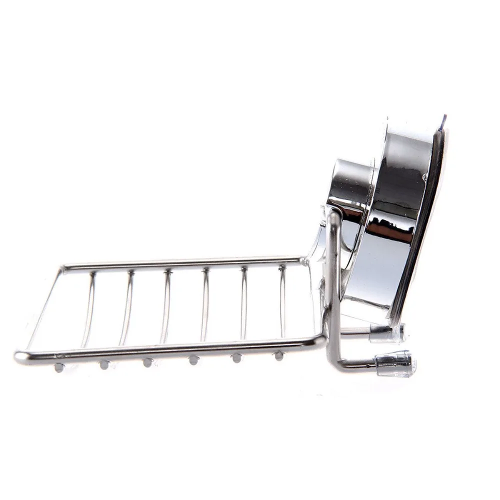 Strong Suction Soap Dish Holder Silver Multifunction Soap Box Stainless Steel Bathroom Shower Chrome Accessory Soap Storage Rack