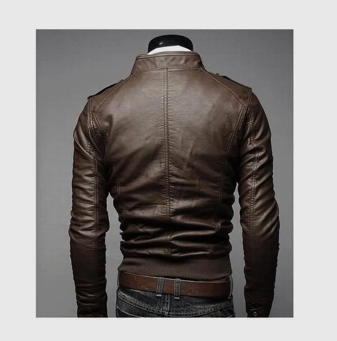 

Высококачественное мужское байкерское пальто с воротником-стойкой, деловое повседневное кожаное пальто, весна-осень, новинка Sle Y93, специальное P50, застежка-молния